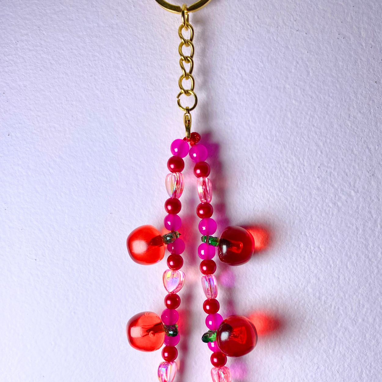 Hot Pink Apple Keyring