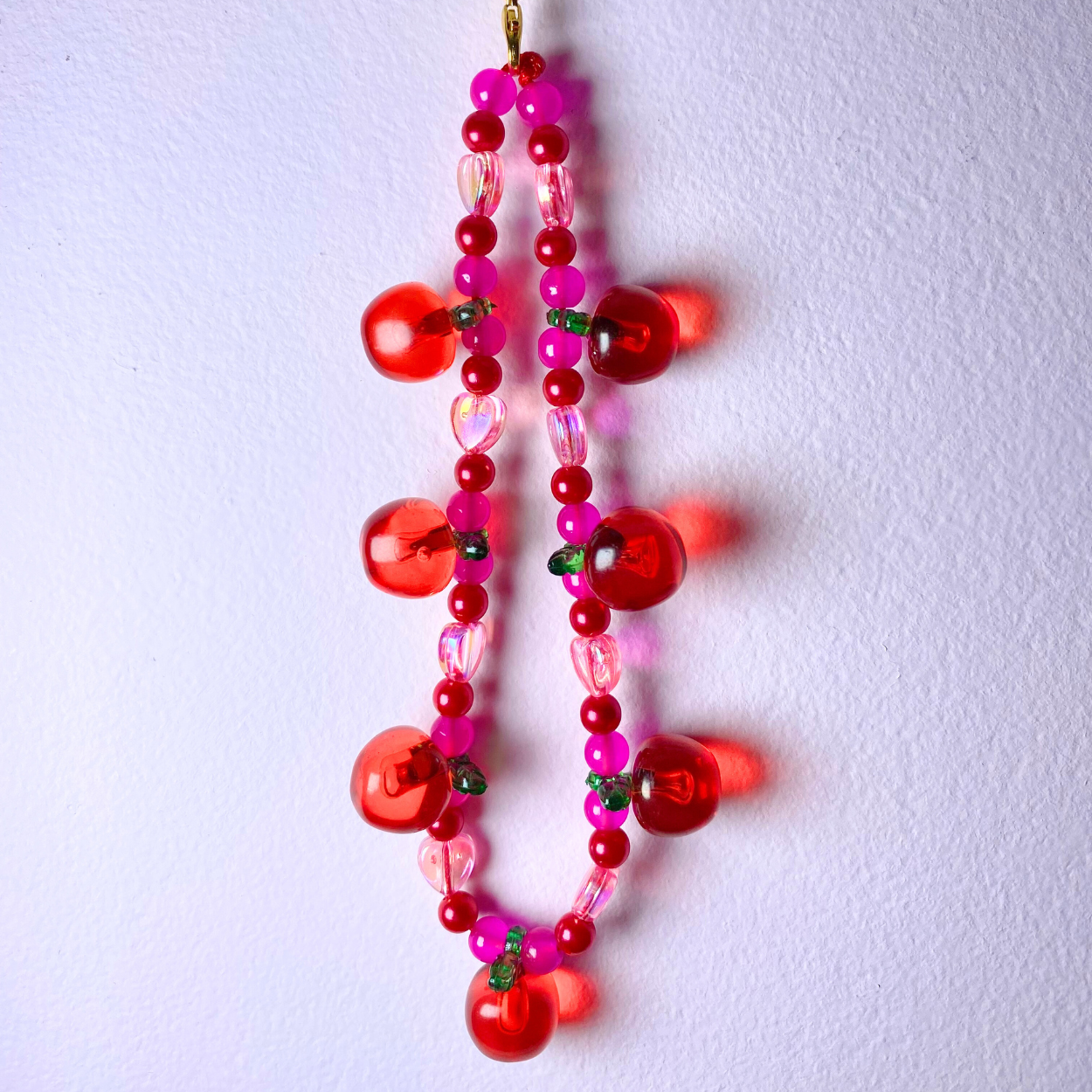 Hot Pink Apple Keyring