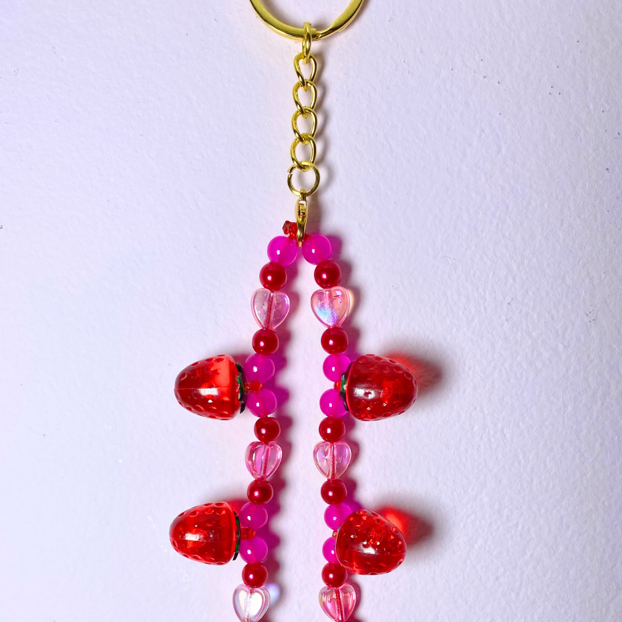 Hot Pink Strawberry Keyring