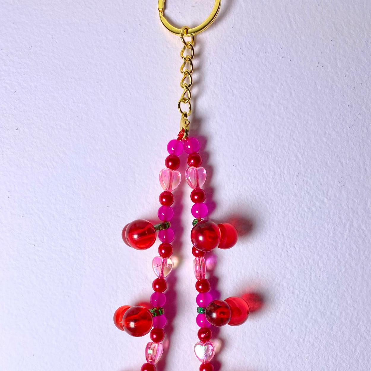 Hot Pink Cherry Keyring