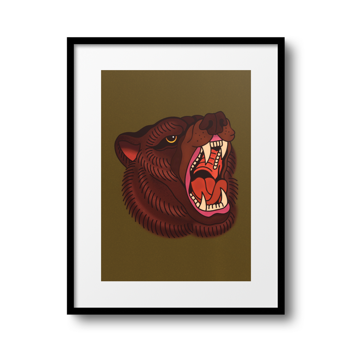 Trad Brown Bear A4 Print