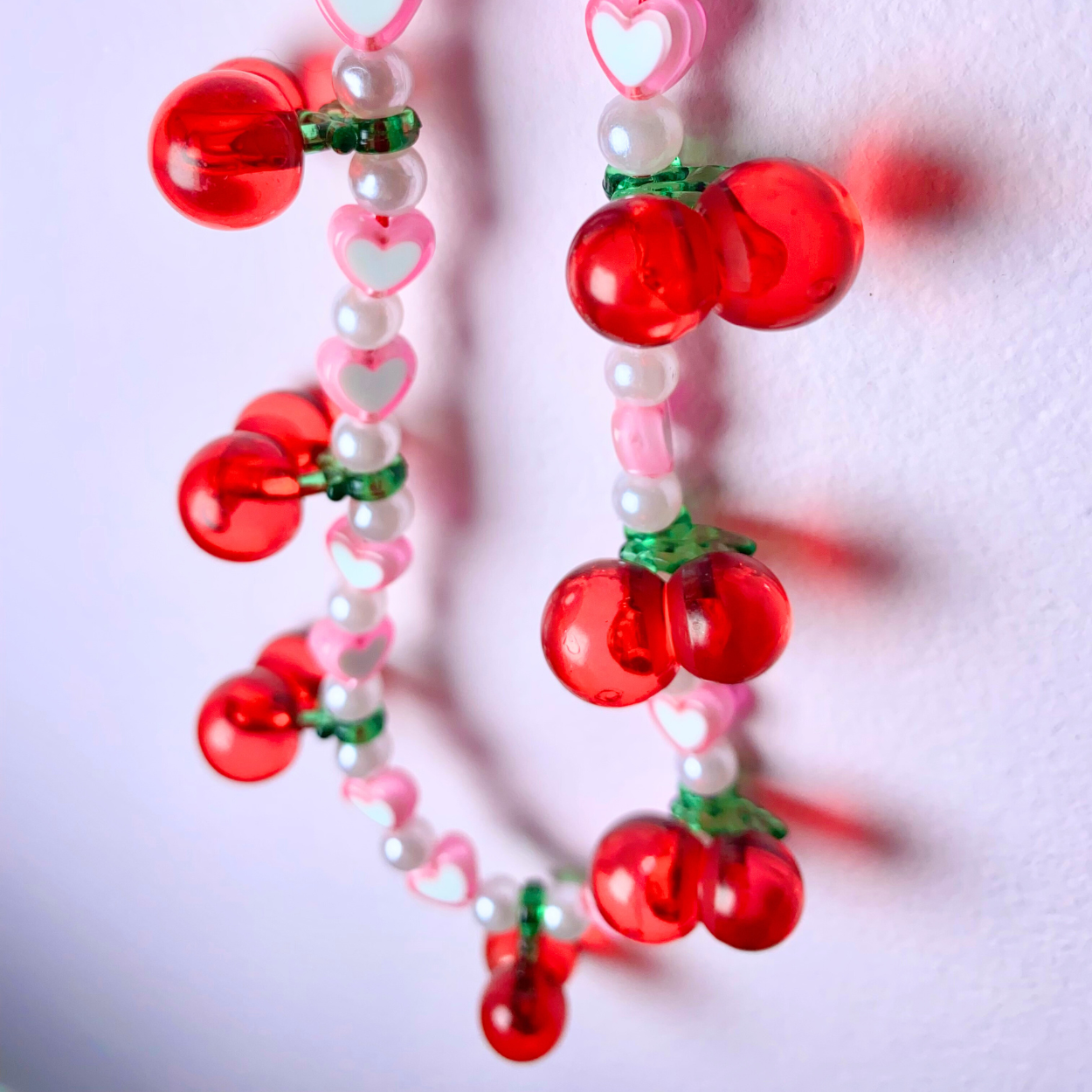 Pink/White Cherry Keyring