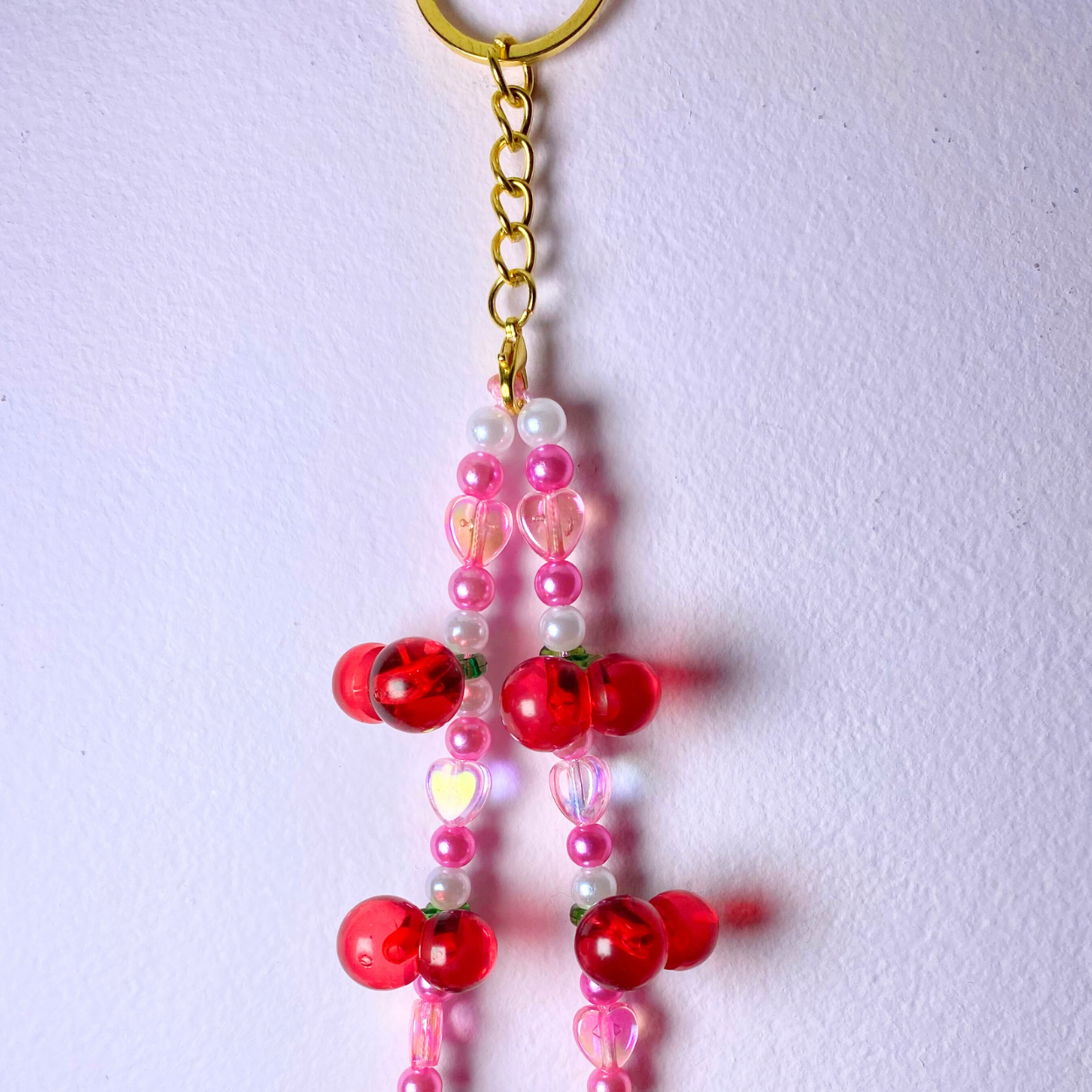 Pearly Pink Cherry Keyring
