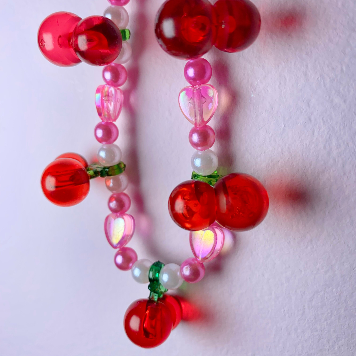 Pearly Pink Cherry Keyring
