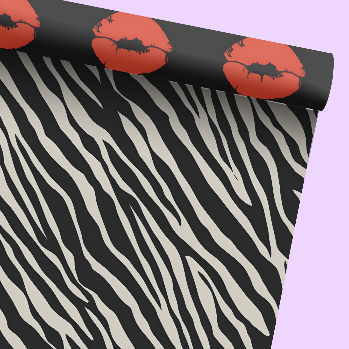 Zebra Print/Lips Double-Sided Gift Wrap