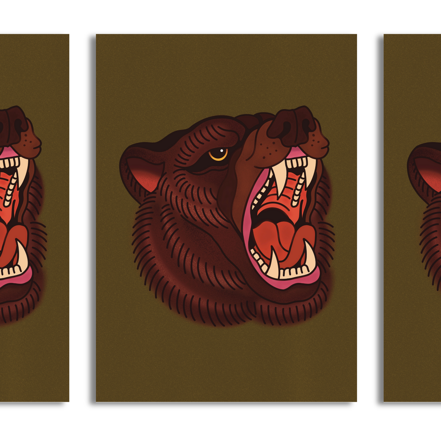 Trad Brown Bear A4 Print