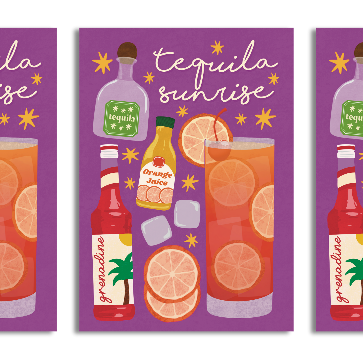 Tequila Sunrise A4 Print