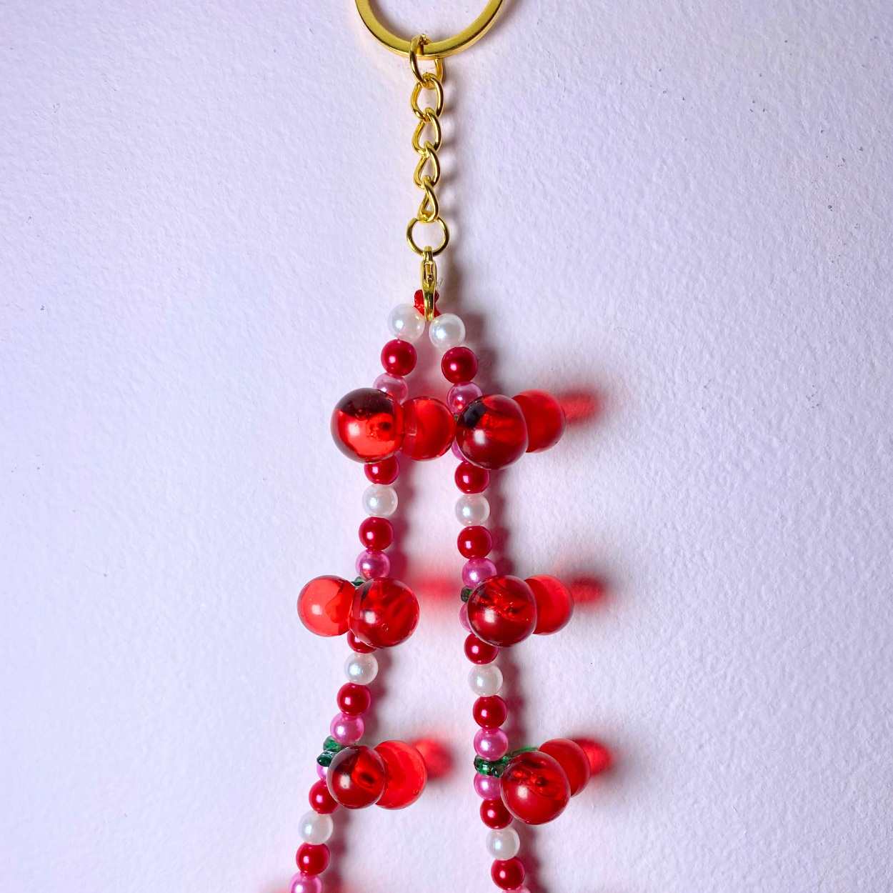 Red/Pink Cherry Keyring