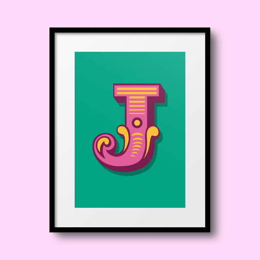 Letter 'J' A4 Print - HM