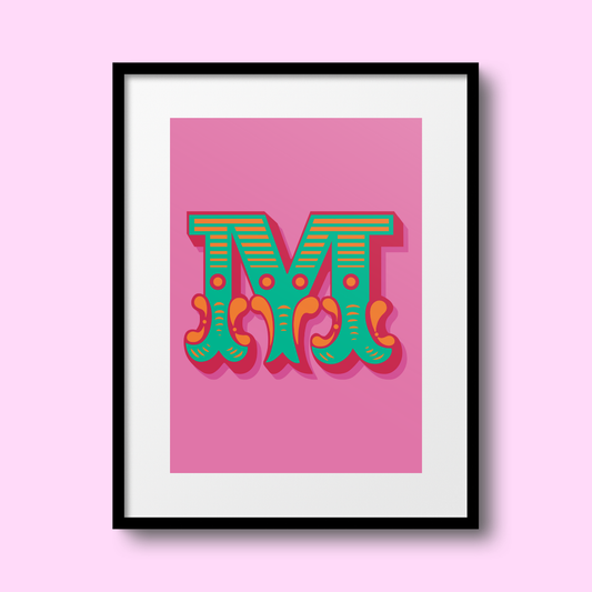 Letter 'M' A4 Print - HM