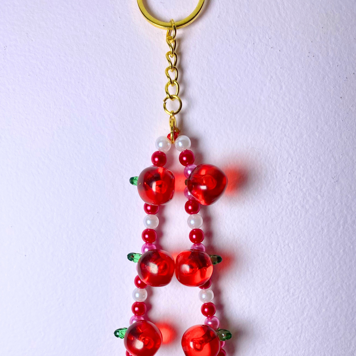 Red/Pink Apple Keyring