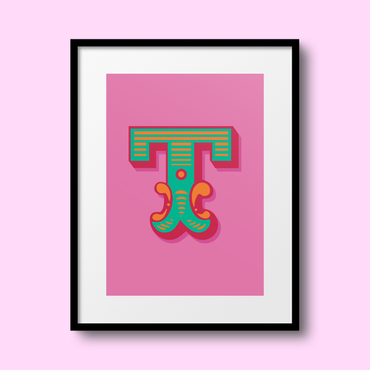 Letter 'T' A4 Print - HM