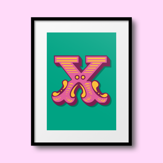 Letter 'X' A4 Print - HM