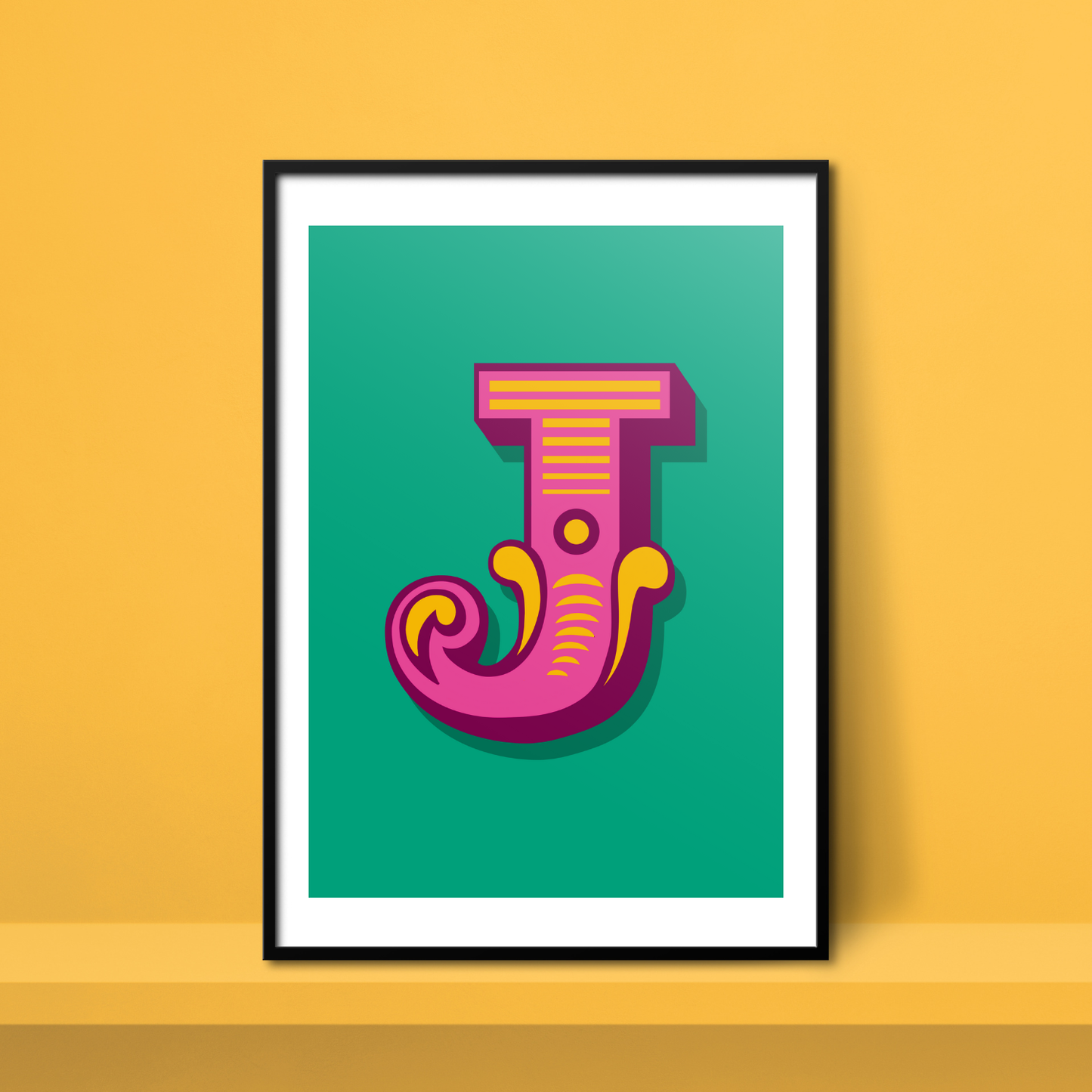 Letter 'J' A4 Print - HM