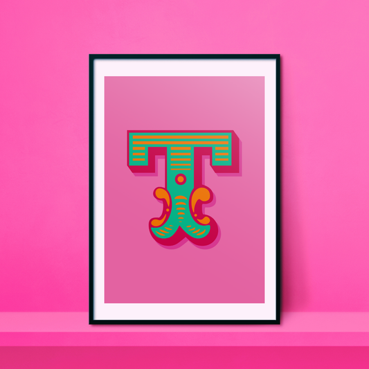 Letter 'T' A4 Print - HM