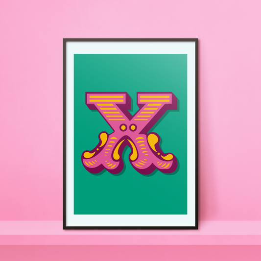 Letter 'X' A4 Print - HM