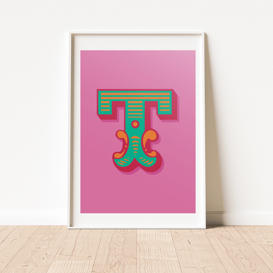 Letter 'T' A4 Print - HM