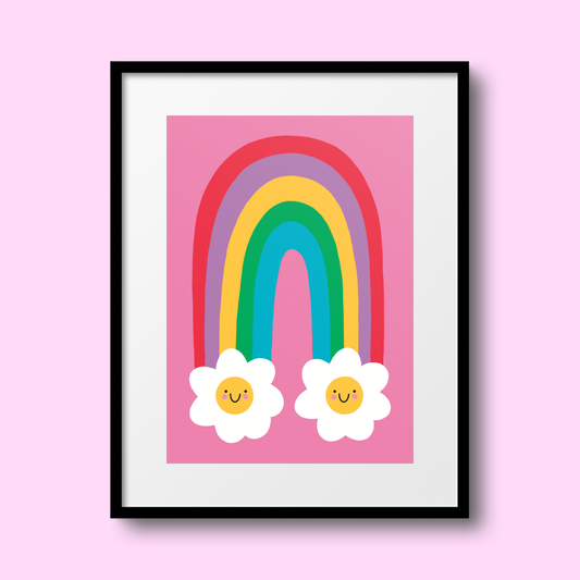 Rainbow Flowers A4 Print