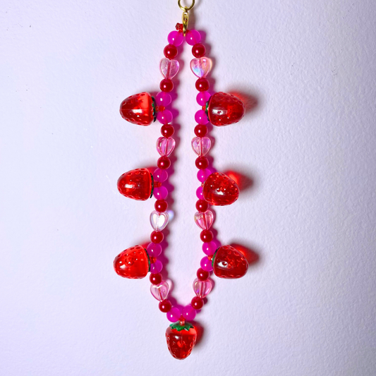 Hot Pink Strawberry Keyring