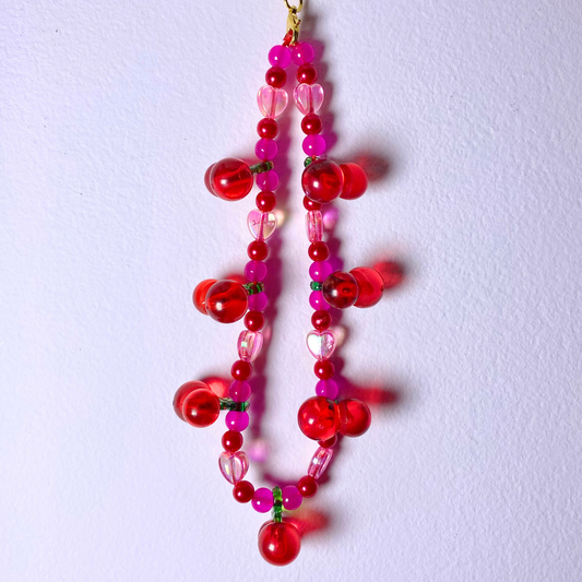 Hot Pink Cherry Keyring