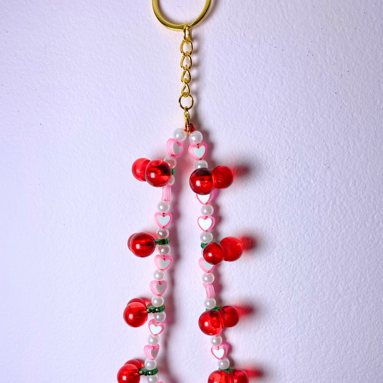 Pink/White Cherry Keyring