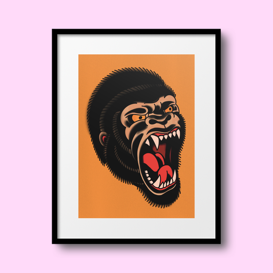 Trad Gorilla A4 Print