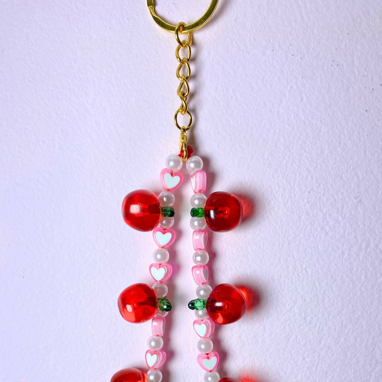 Pink/White Apple Keyring