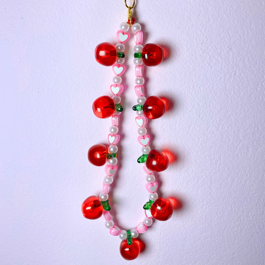 Pink/White Apple Keyring
