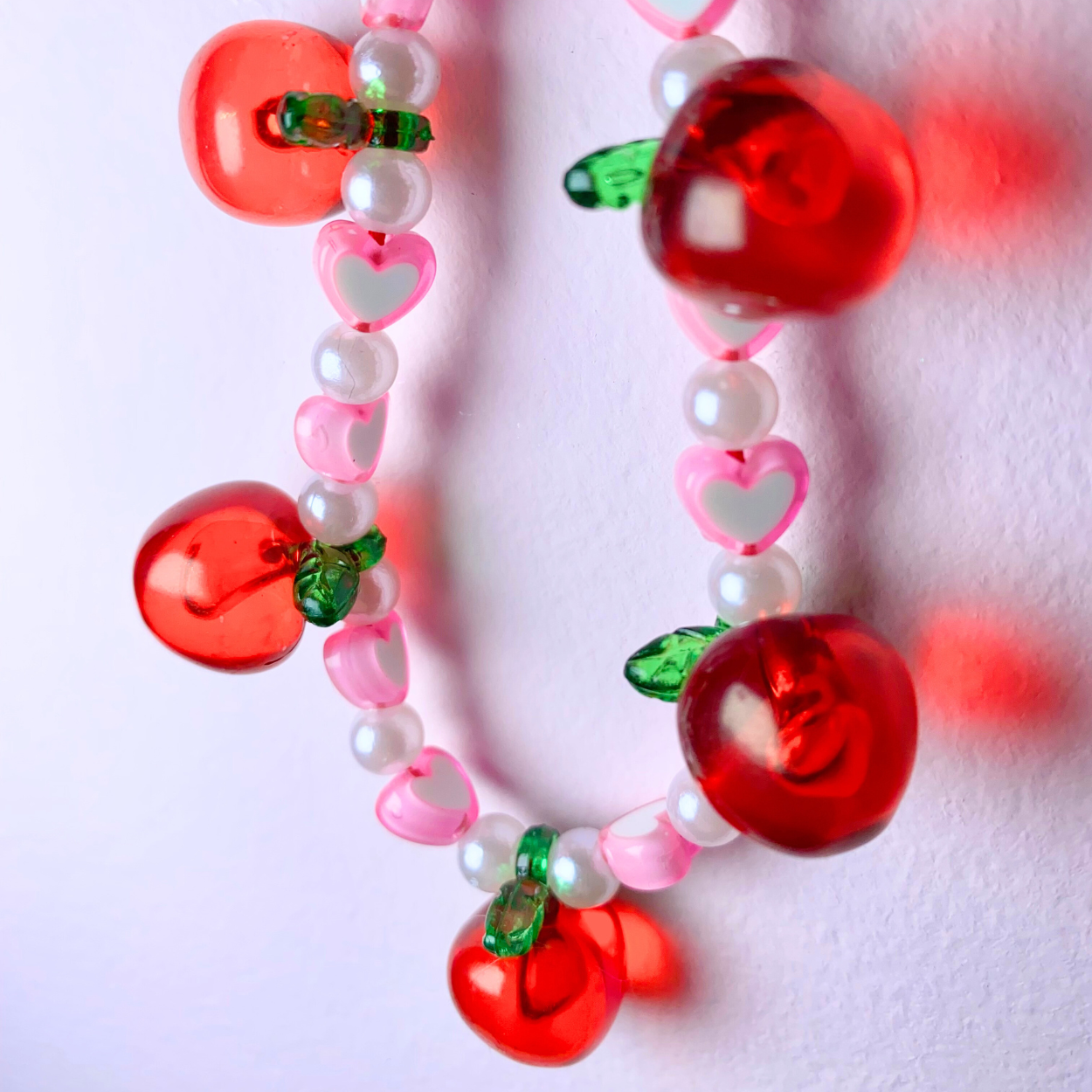 Pink/White Apple Keyring
