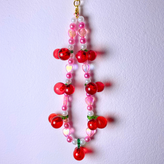 Pearly Pink Cherry Keyring