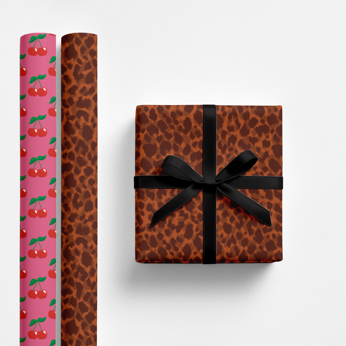 Leopard/Cherries Double-Sided Gift Wrap