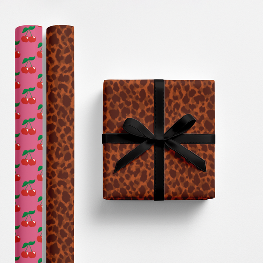 Leopard/Cherries Double-Sided Gift Wrap