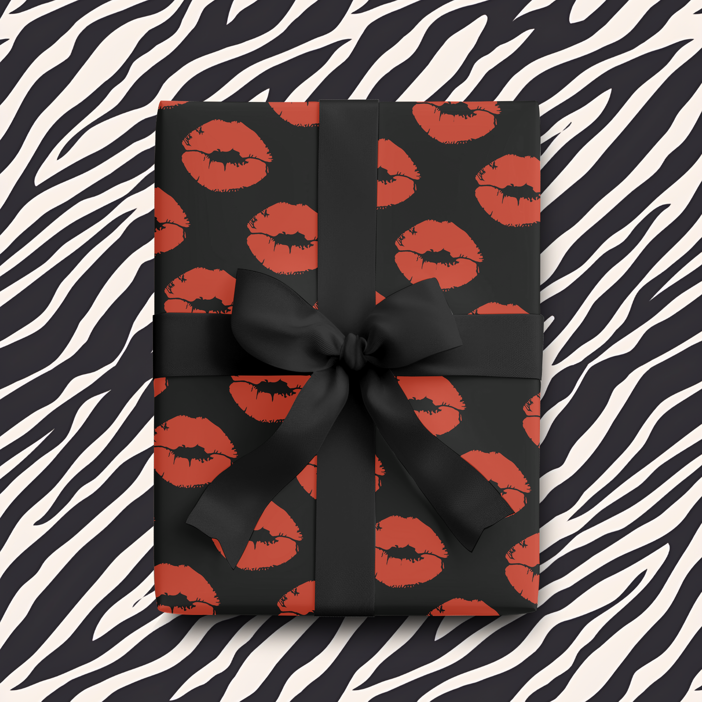 Zebra Print/Lips Double-Sided Gift Wrap