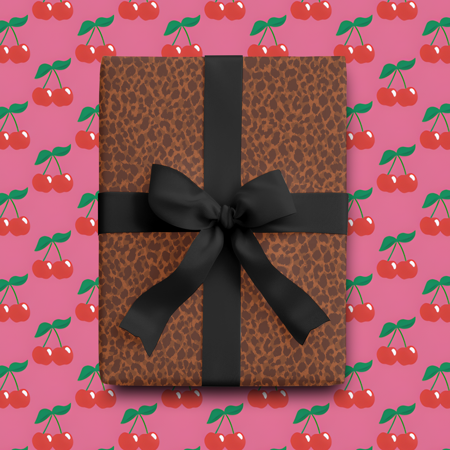 Leopard/Cherries Double-Sided Gift Wrap