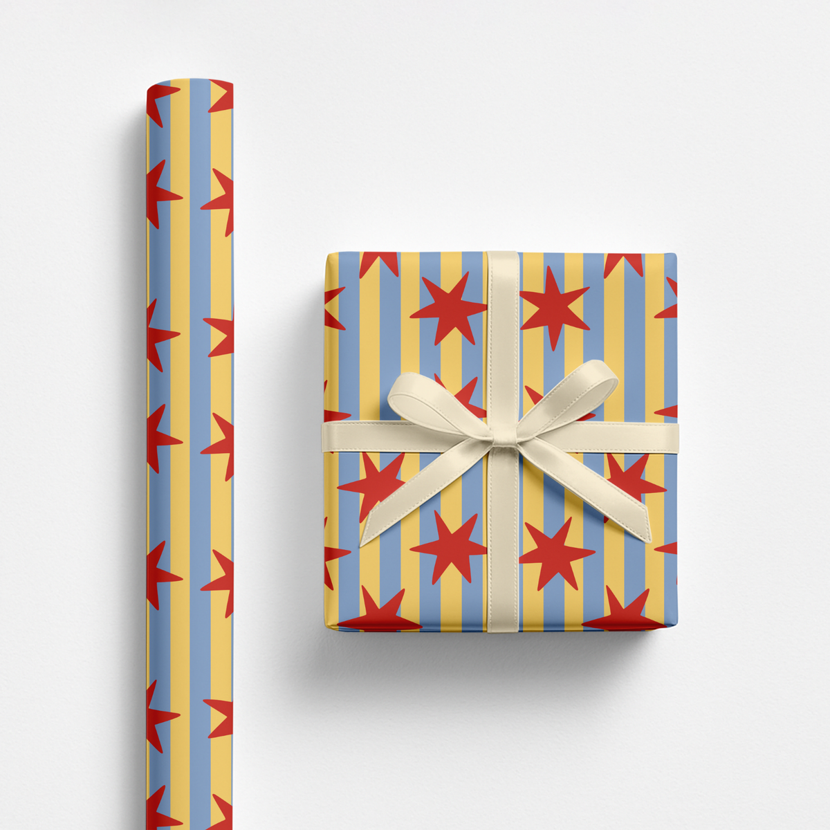 Blue/Yellow Stars Gift Wrap
