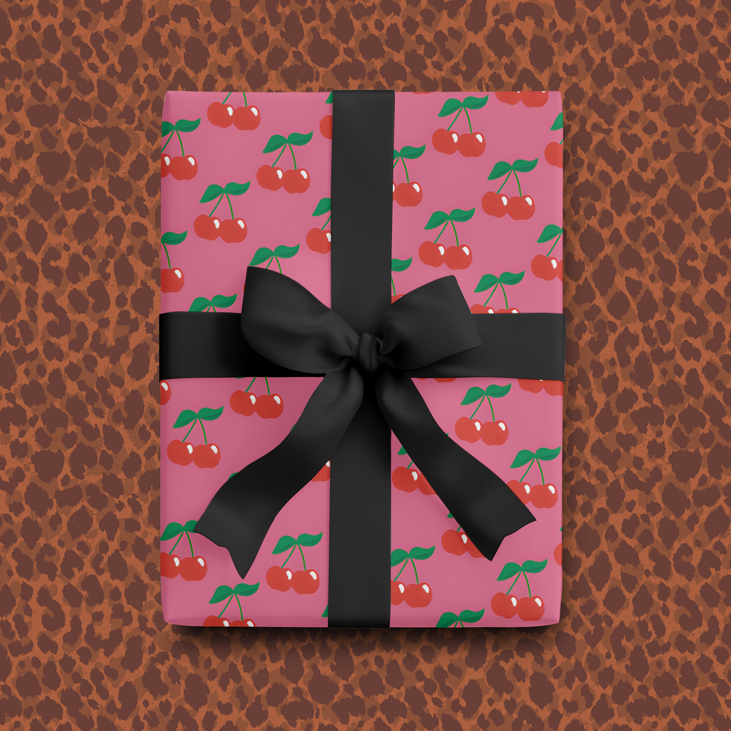 Leopard/Cherries Double-Sided Gift Wrap