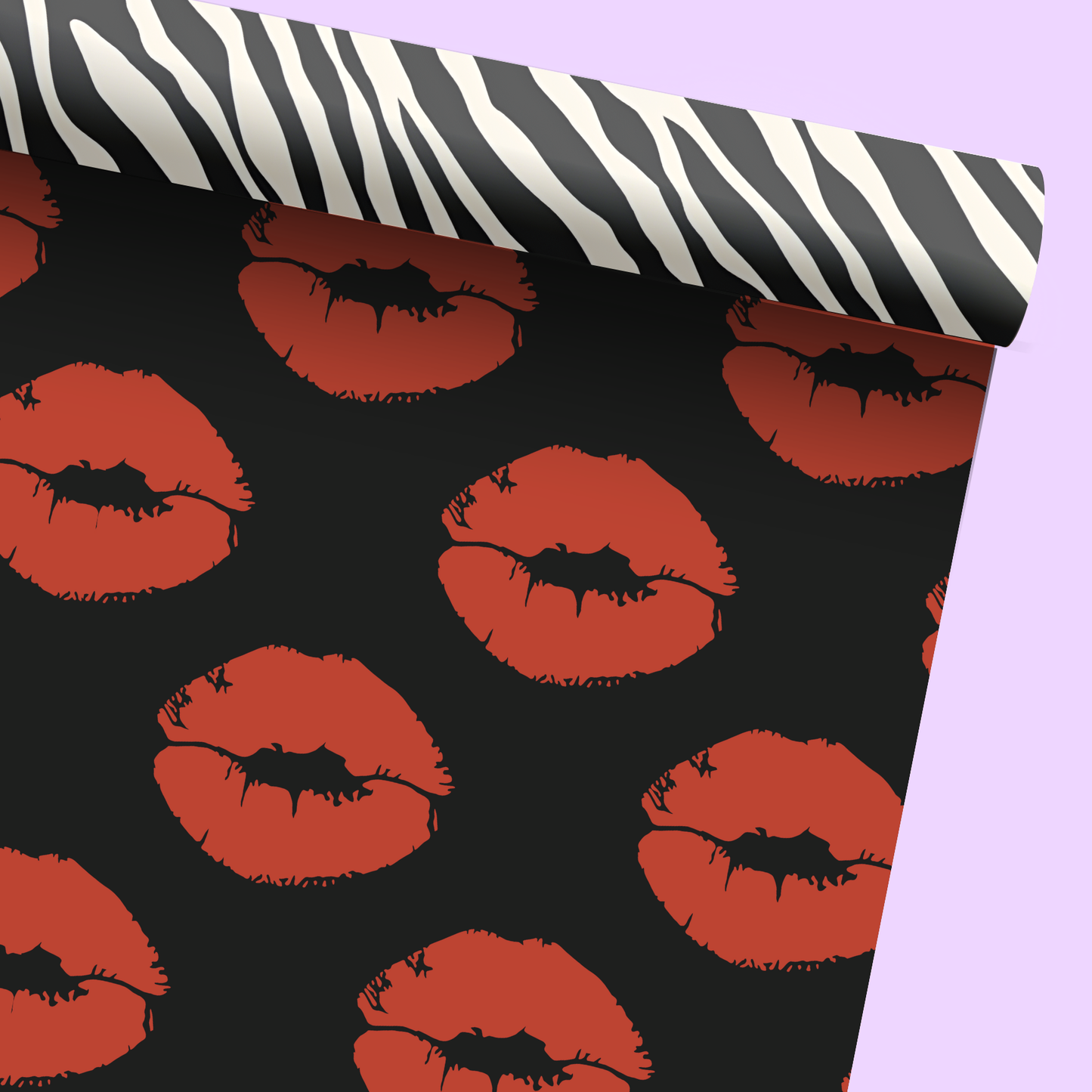 Zebra Print/Lips Double-Sided Gift Wrap