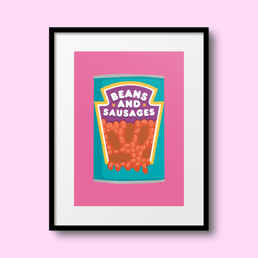 Beans and Sausages A4 Print